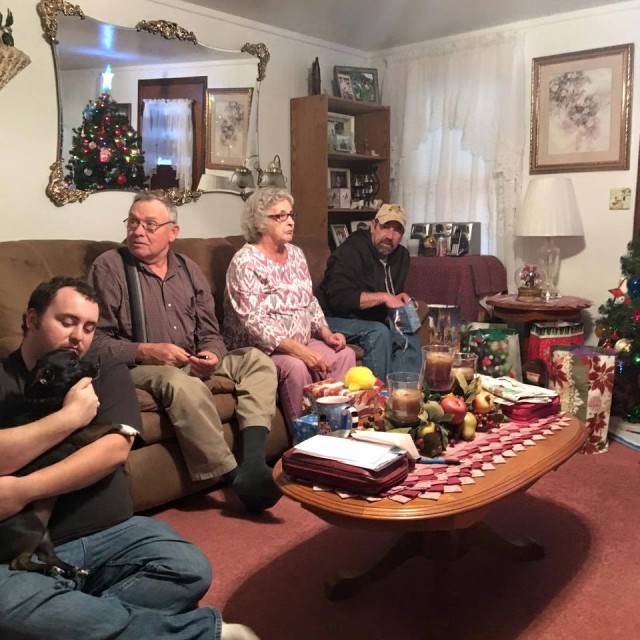 Marley and her best buddy- my cousin Brian.. also pictured: my dad, my grandma and one of my uncles