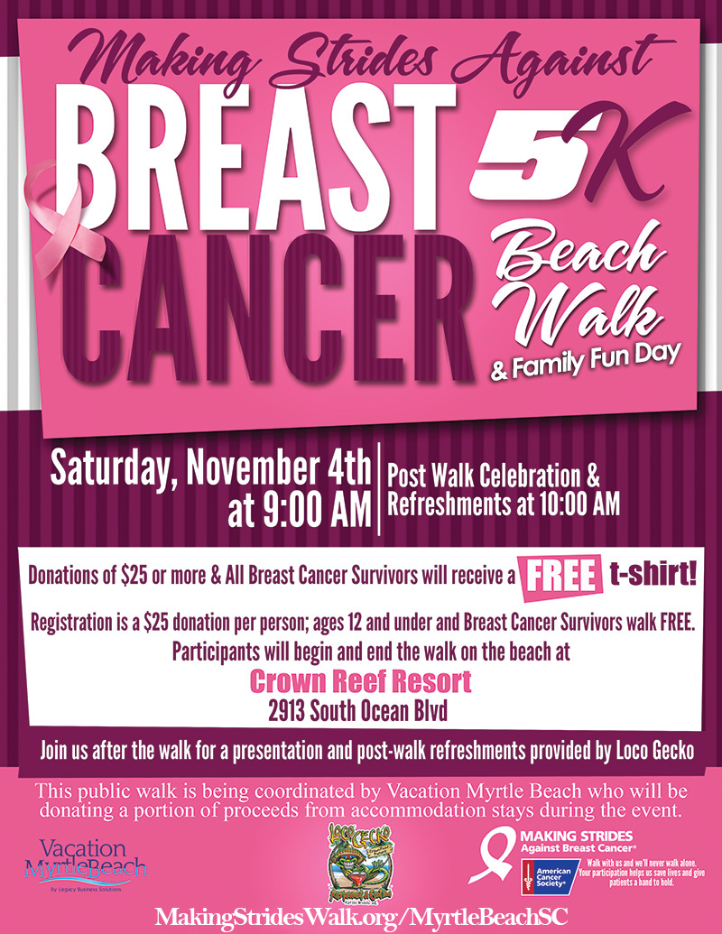 Press Release:Making Strides Against Breast Cancer Beach Walk & Family Fun Day! November 4 2017