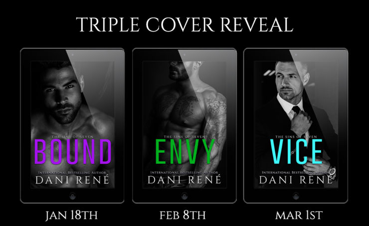 Triple Cover Reveal: Sins Of Seven – Bound,Envy& Vice @danireneauthor #danirene #sinsofseven #triplecoverreveal